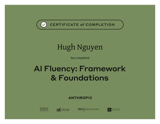 Anthropic AI Fluency: Framework & Foundations certificate